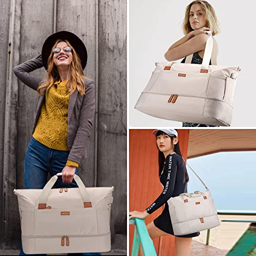 Bagodi Gym Bag For Women, Weekender Overnight Bag With Usb Charging Port, Sport Travel Duffel Bag With Wet Pocket & Shoe Compartment, Carry On Tote Bag For Travel/Gym/School 5 Pcs Set #TOP6