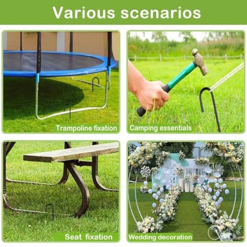 Rebar-Stakes-12-Inch, Ground Stakes Heavy Duty J-Hook Black Coated Anti-Rust Heavy Duty Ground Anchors for Garden Dog Fence Chicken Coop Christmas Decorations Deer Fence 12pcs by QNLONG - Image 6
