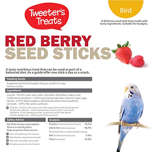 Tweeter's Treats Seed Sticks for Budgies - Red Berry (Pack of 2) - Image 6