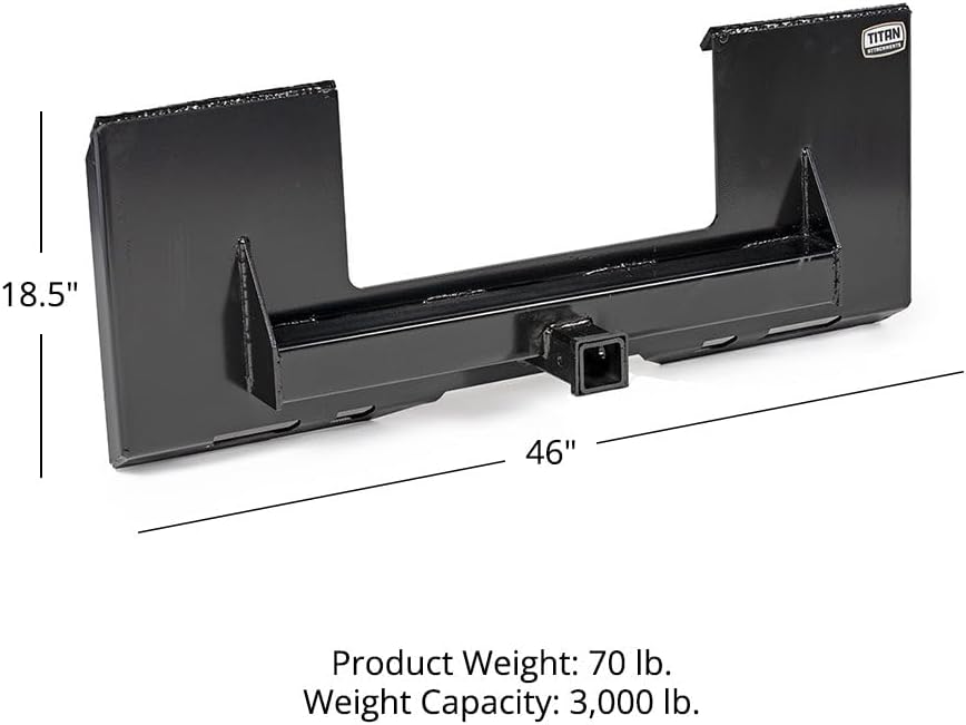 Titan Attachments Universal Cut Out Receiver Mount Plate, 1/4" Thick Skid Steer Plate Attachment, 2" Receiver Hitch, 3000 LB Weight Capacity, Quick Tach Steel Mount Plate Adapter