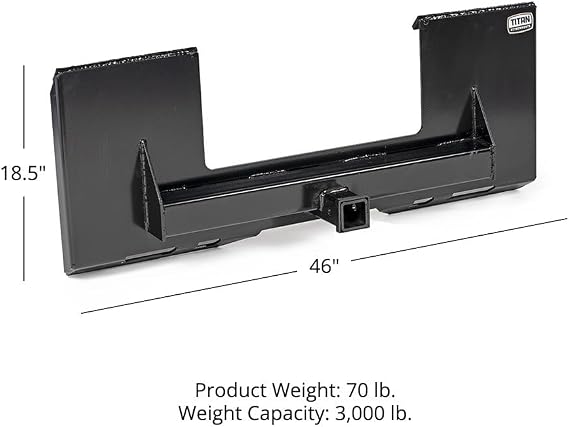 Titan Attachments Universal Cut Out Receiver Mount Plate, 1/4 Thick Skid Steer Plate Attachment, 2 Receiver Hitch, 3000 LB Weight Capacity, Quick Tach Steel Mount Plate Adapter