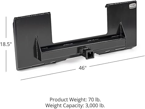 Titan Attachments Universal Cut Out Receiver Mount Plate, 1/4 Thick Skid Steer Plate Attachment, 2 Receiver Hitch, 3000 LB Weight Capacity, Quick Tach Steel Mount Plate Adapter