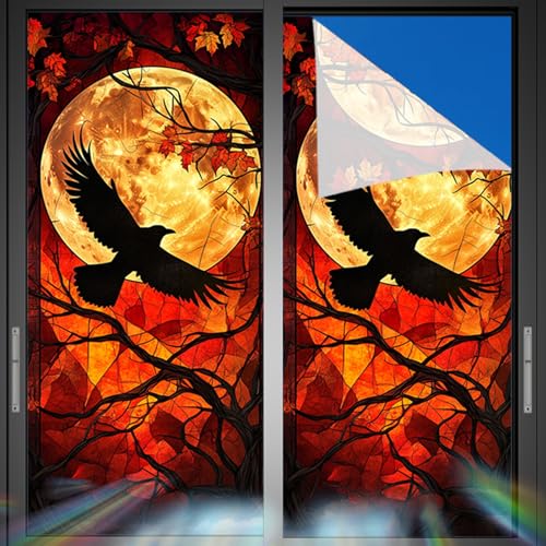 Image of Nuxovilar Frosted Spooky Halloween Pattern Window Film 17.7x39.4 PVC