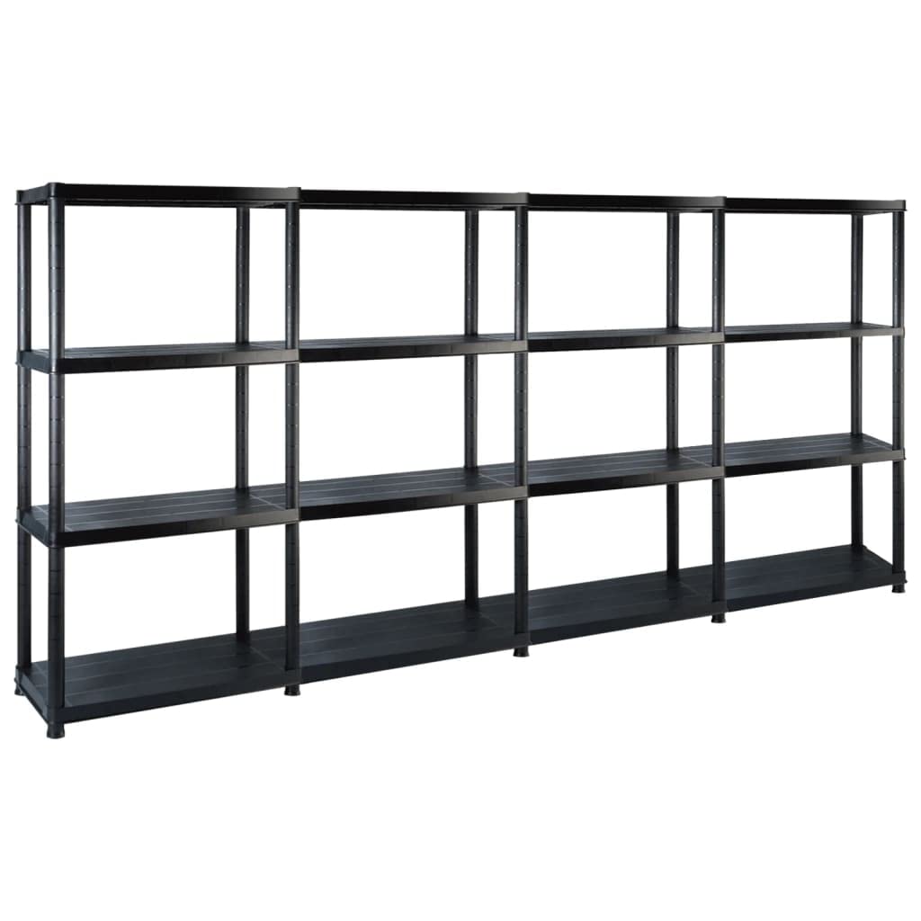 Générique Étagère de Rangement à 4 Niveaux Noir 244x30,5x130 cm Plastique,Entreprise & Industrie,Stockage Industriel,Étagères industrielles,3059859
