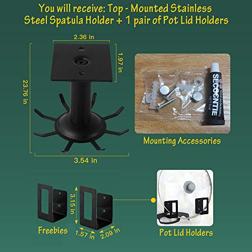 Dahein Kitchen Utensil Holder, Top Mounted Rotatable Utensil Hangers Racks, Space-Saving Organizer Kitchen Hooks Heavy Duty For Spatula Spoon Cutting Board Towel Cup Key Watch (8 Hooks) #TOP4