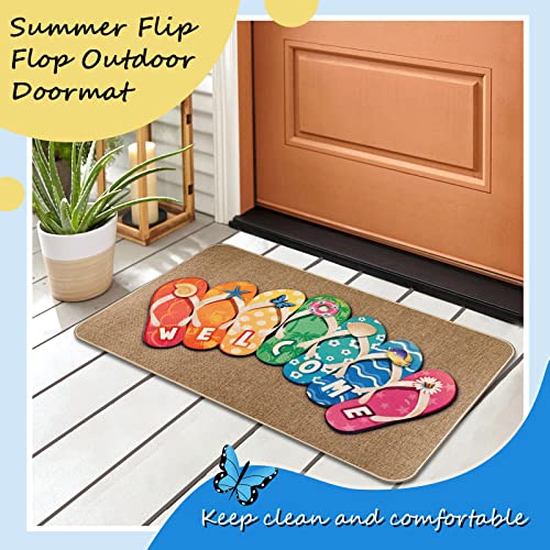 Tallew Summer Flip Flop Door Mat Non Slip Rubber Summer Slippers Welcome Doormat Summer Nautical Beach Flip Flops Front Door Rug #TOP4