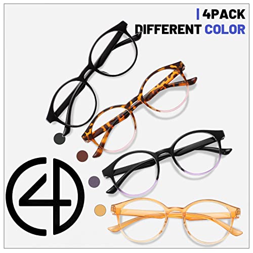 Image of Przene 4 Pack Blue Light Blocking Glasses for Women Men,Retro Round Computer Gaming Glasses Anti Eye Strain /UV /Glare (Standard, Mixed Color-C2)
