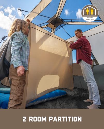 FanttikOutdoor Zeta C8 Pro Camping Tent 8 Person Instant Cabin Tent Setup in 60 Seconds with Rainfly & Windproof Portable with Carry Bag for Family Camping & Hiking, Khaki - Image 5