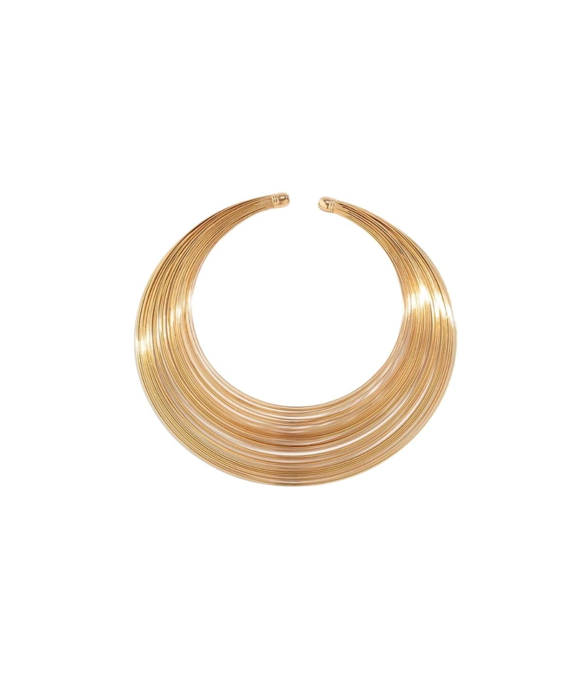 MAJALE Gargantilla Rígida de Alambre Dorado o Plateado - Choker de Hilo de Alambre con Vueltas - Collar de Alambre Dorado para Cuello - Chapado en Oro y Plata