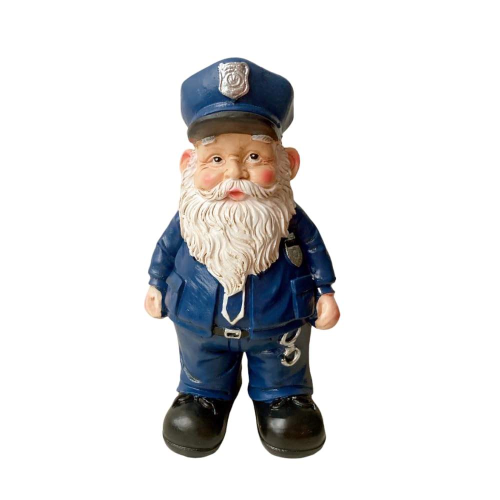 molchagar Police Garden Gnome Statue,United States Police Officer Gnome Figurine Gift for Home Decor Outdoor Yard Art Lawn Ornaments