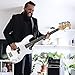 Bullstar Electric Bass Guitar 4 Strings Full-Size Standard Bass PB-Style Beginner Kit Black for Starter with Gig Bag Guitar Strap and Guitar Cable(PB-White)