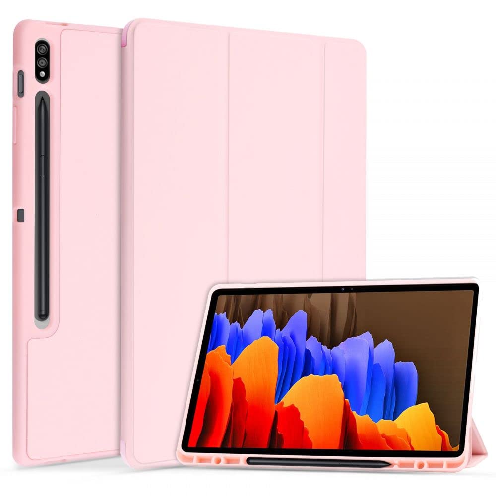 Tech-Protect SC Pen Magnetic Case Compatible with Samsung Galaxy Tab S7 FE 5G 12.4 T730 / T736B, Ultra Thin Cover with Stand Function, Auto Sleep/Wake Up Protective Case (Pink)