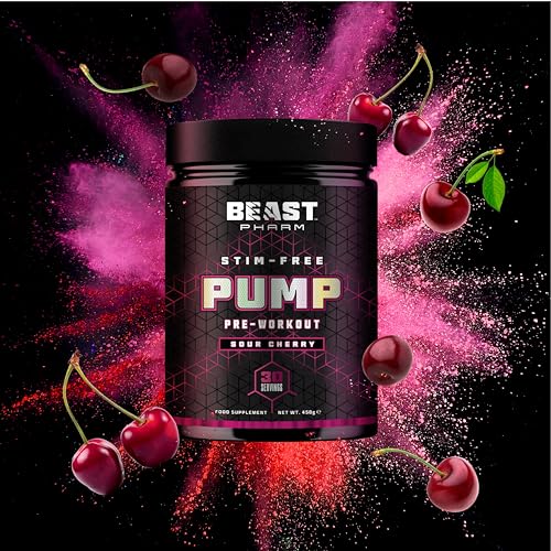 Beast Pharm | Pump Stim Free Pre Workout Powder | 450g / 30 Servings | Sour Cherry - Image 5