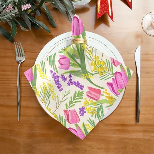 Servilletas de Tela Qilmy Tulips Set x4 20x20 in miniatura 2
