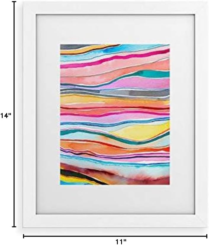 Deny Designs Ninola Designs Framed Art Print, White Classic (11" x 14"), Canyon Mountains Rainbow
