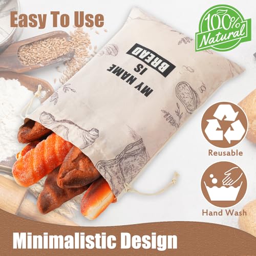 TOGETRUE Bread Bags for Homemade Bread, Organic Linen Bread Bag with Plastic Liner, Bread Storage Bags with Drawstring Closure for Sourdough, Loaf, Artisan Bread, 2 Packs, 16.5" x 12" - image 5