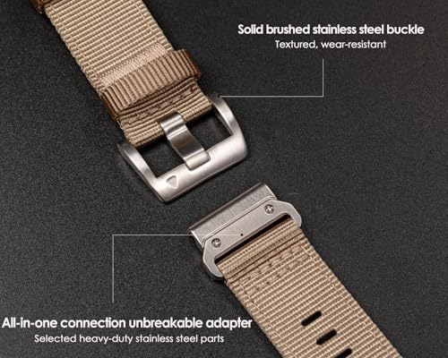 Image of HEMSUT Premium Nylon Watch Band for Garmin Quick Fit Watch - 20 /22 /26mm, Glossy Durable Non-Taper Strap with Tang Buckle Military Strap for Fenix Forerunner Approach MARQ Epix Tactix Quatix D2 Series