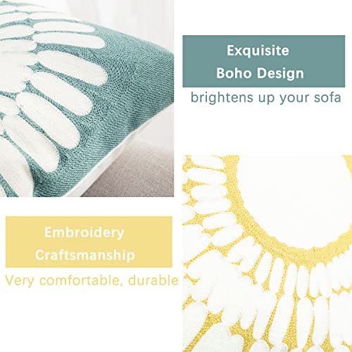 Mildly Sunflowers Jacquard Throw Pillow Covers Canvas Decorative Pillowcases Cushion Covers For Bed Living Room Farmhouse Decor Yellow 20X20 Inches #TOP3