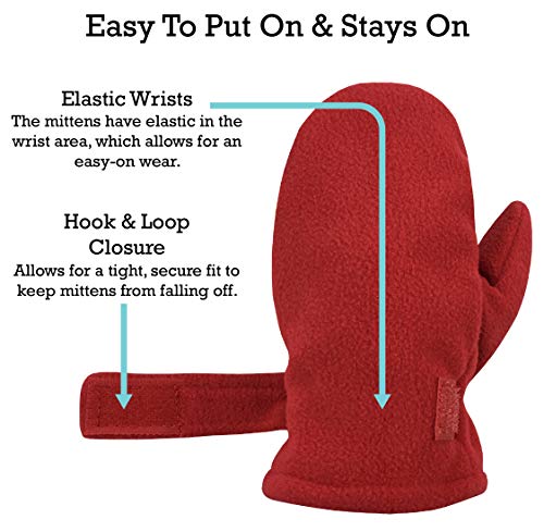 Image of N'Ice Caps Little Kids and Baby Easy-On Sherpa Lined Fleece Mittens - 2 Pair Pack