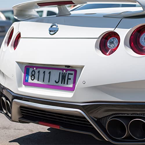 Car License Plate Frame, 2Pcs Matte Waterproof Front And Rear License Plate Frames/Covers With Anti-Theft Screws Caps Set Universal For Most Cars, Suv, Pickup, Truck, Auto Accessories (Purple) #TOP5