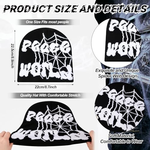 Image of Ramede 4 Pcs Y2k Beanie - Double Sided Graphic Beanies for Men and Women, Acrylic Knitted Y2k Hats Accessories