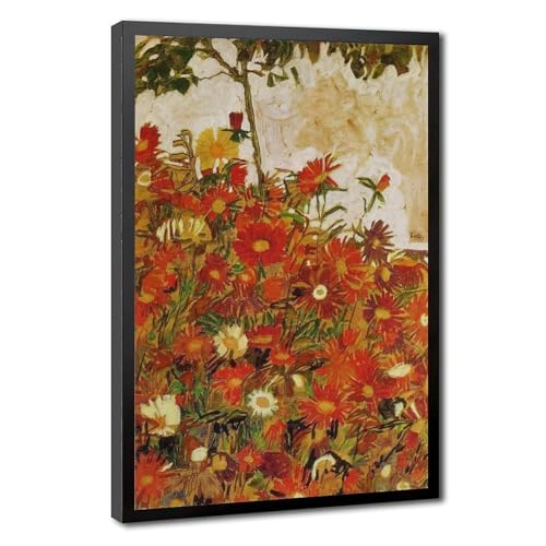 Toile Egon Schiele Champ de fleurs poster d'art pour atmosphère poétique