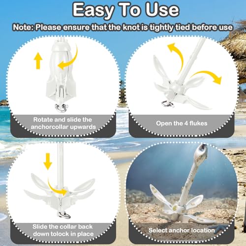 Image of MorningRo 1 Pack 1.5 /3.5 lb Marine Kayak Anchor Kit with 40ft Rope and Buoy Folding Grapnel Boat Anchor Kit Kayak Fishing Accessories for Small Boats, Canoe, SUP Paddle Boards