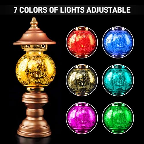 Image of Lotus Flower Lamp 7 Color LED Buddhist Light Meditation Home Decor (11in) | Alloy Build;Multi-scene;Fine Craft;Soft Glow