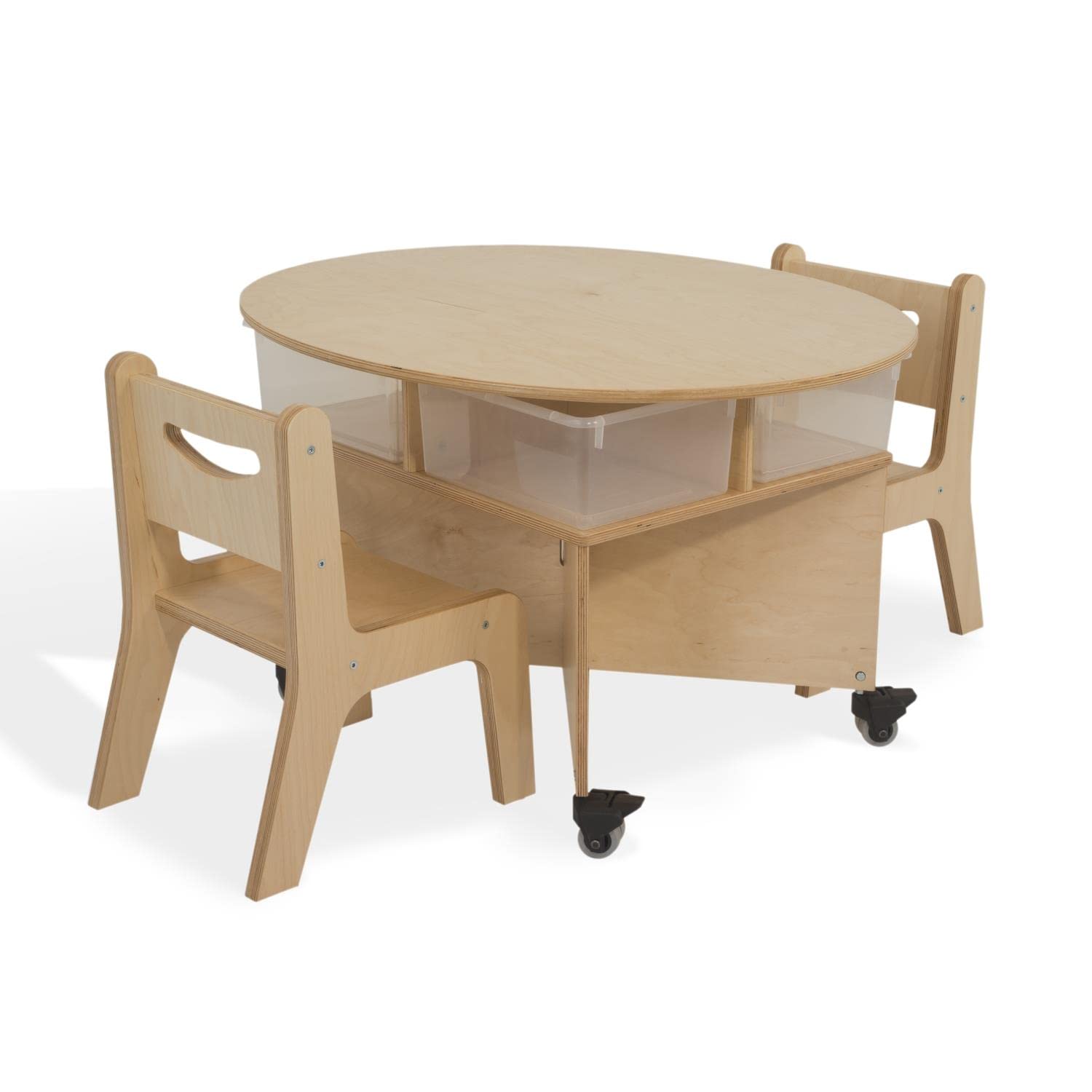 Whitney Brothers WB1816 Mobile Collaboration Table with Trays, Natural UV, 29.5x36x22 - Image 2