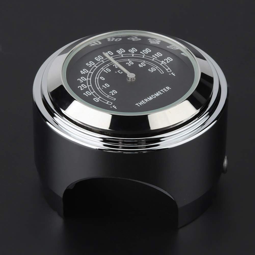 Thermomètre de Guidon de Moto, Accessoires de thermomètre de température de Montage de Guidon de Moto étanche en Aluminium 22-25mm Deux Couleurs(Noir)