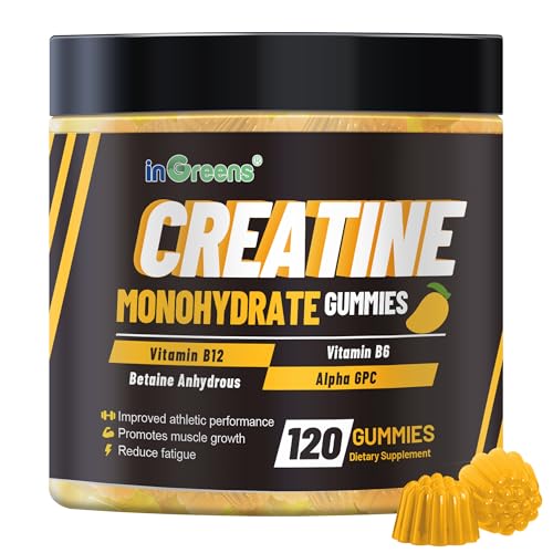 inGreens 6000mg Creatine Monohydrate Gummies Potent Creatine Supplement Boost Muscle Recovery Halal Mango Flavor (1 Mango)