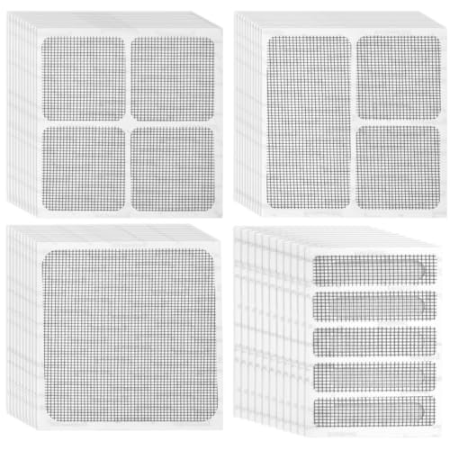 35pcs Window Screen Repair Patches Kit, Self Adhesive Screen Window Mesh Repair Fiberglass Window Repair Kit Screen Door Repair Kit for Repairing Screen Windows Doors Nets (Grey, 4 Sizes)