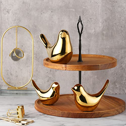 Set de 3 Figuras Decorativas Pájaro Cerámica Dorado miniatura 4