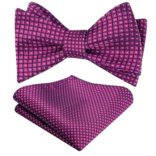 Image of Alizeal Mens 2pcs Solid Self-tied Bow Tie Set | Alizeal Mens 2pcs Self-tied Solid /Animal Bow Tie and Pocket Square Set Perfect for Wedding Business Formal Events