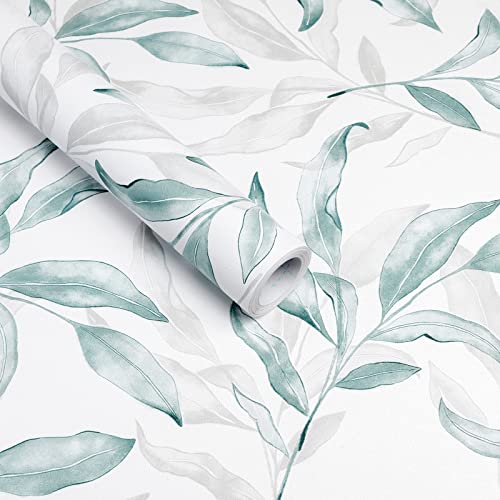 Abyssaly Papel Pintado Autoadhesivo Hojas Verde, Vinilo Adhesivo Muebles 44cm X 300cm, Papel Adhesivo Impermeable Pegatina Decorativos Encimera de Cocina