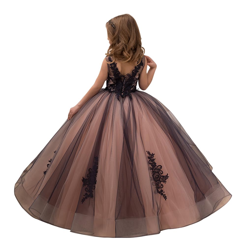 Aibaowedding Princesa Vestido De Baile Con Bordados Encaje Vestido De Niña De Flores Damas De Honor Elegante Noche Para Celebraciones Vestido De Fiesta