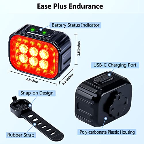 Ruxely Bike Light Front And Back,Usb-C Rechargeable Super Bright Flashing Head Rear Light,Waterproof Led Battery Indicator Bicycle Lamp Headlight Taillight For Rider,Road Mountain Cycling,Night Riding #TOP3
