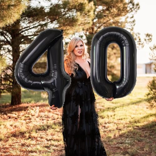 Image of SINBEE Black 40inch Reusable Mylar Foil Balloon, 1pcs Number 4 Balloon for Birthday, Anniversary, Party Decorations Supplies