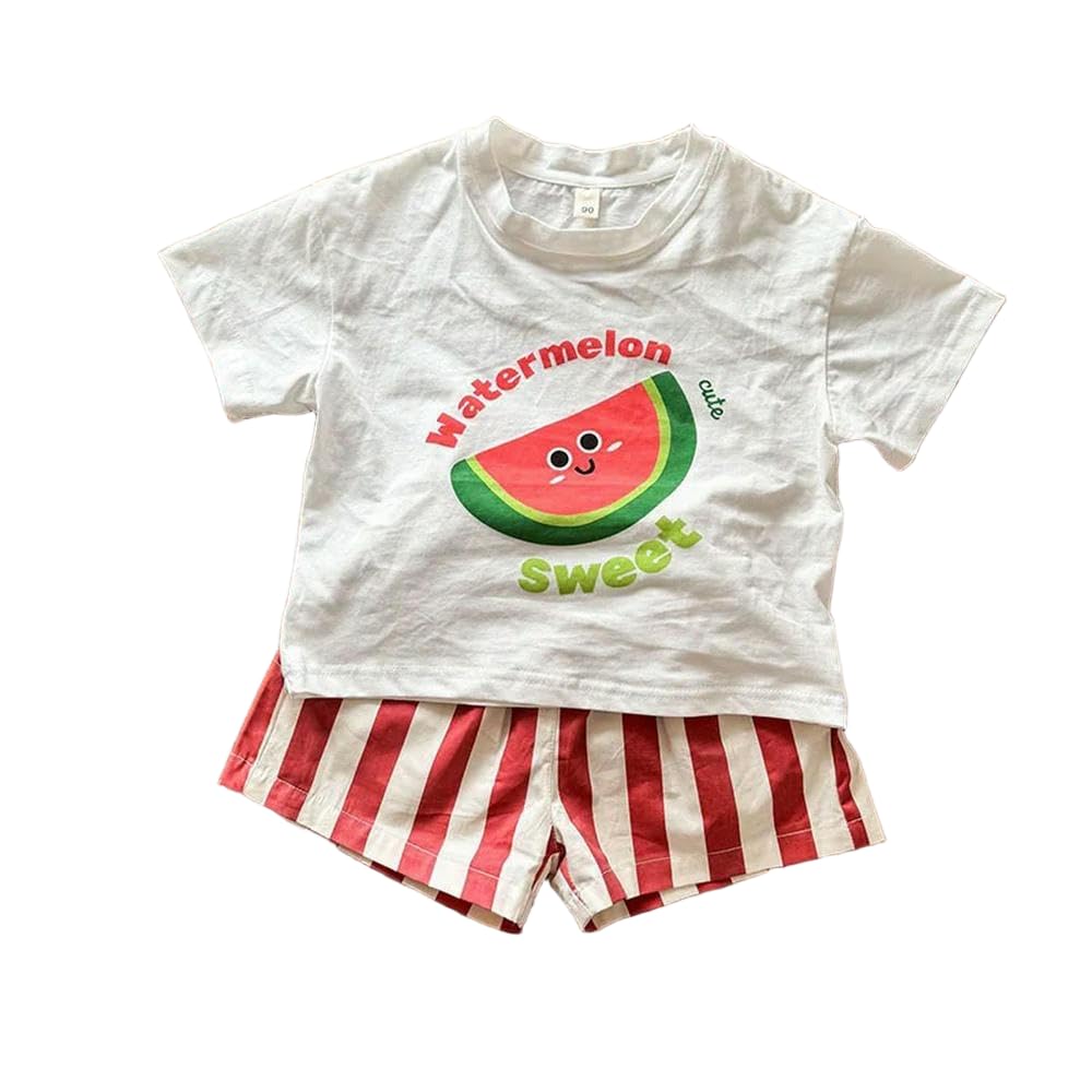 JJDFW letni zestaw ubrań dla dzieci 1-9T dziewczyny kreskówka T-shirt + szorty w paski luźna koszulka chłopięca garnitur dziecięcy strój 2 szt