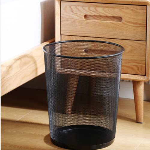 Metal Paper Wastebasket Trash Can - Small Mesh Waste Paper Basket Round Garbage Can For Office Home Kitchen Black (9.3 * 7.5 * 10.6 Inches) #TOP5