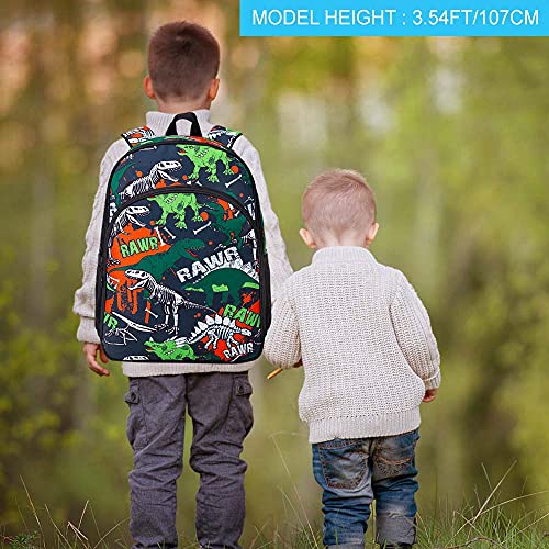 kit Mochila Escolar Infantil Menino,16 Polegadas de Dinossauro Bolsa de Livro e Lancheira