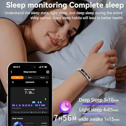 Image of Health Smart Bracelet,Fitness Tracker with Heart Rate, Sleep Monitoring, Blood Oxygen, Step Counting for iOS and Android, No Subscription Fee, Waterproof(Silver)