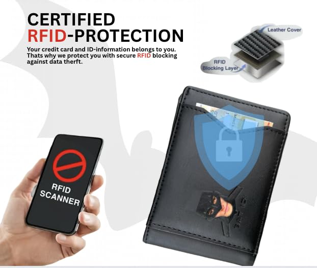 Image of Leather Bat ID Wallet for Men - Stylish Superhero Design, Durable Bifold Rfid Wallet with Multiple Card Slots and Cash Compartment - Gift for Father's Day or Birthdays (1PCS) (Black - 10 Slots)