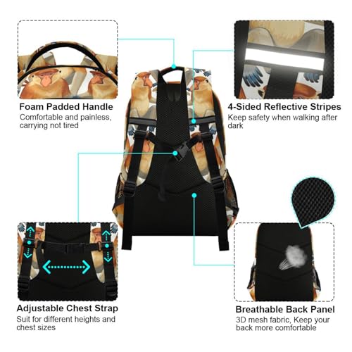 Image of Proboscis Monkey Pattern Large School Backpacks with Chest Strap for Boys Girls Students,Lightweight Bookbags 17 Inch, Portable Casual Daypack Bags