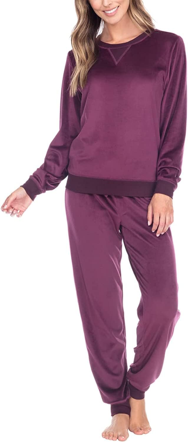 Honeydew Women's 2 Piece Super Soft Fleece Lounge PJ Set, Wildberry, Medium at Amazon Women’s