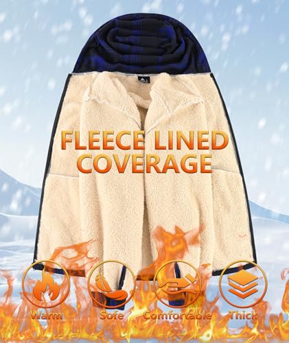 SWISSWELL Mens Sherpa Lined Fleece Shirts Jacket Plaid Flannel Zip Up Hoodies Heavyweight Winter Warm Coat with Pocket3