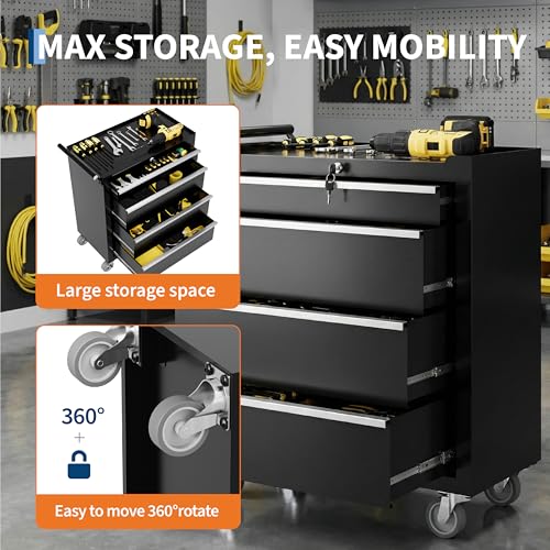 PeakPursuit-4-Drawers-Rolling-Tool-Chest-Portable-Tool-Box-with-Wheels-and-Lock-System-Secure-Storage-Cabinet-for-Warehouse-Workshop-and-Repair-Shop-Black