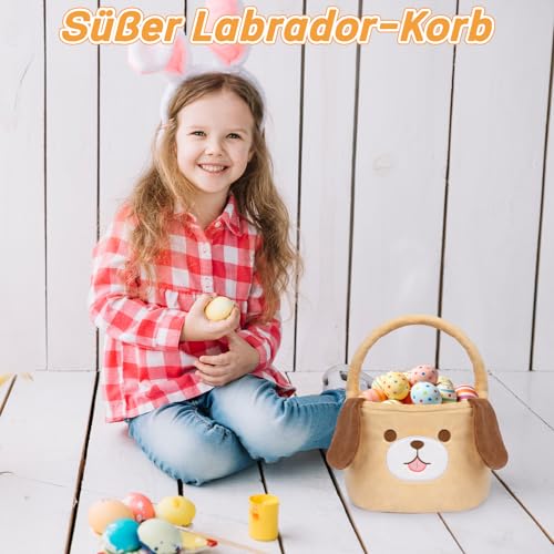 Yamepuia Osterkörbchen - Osterkörbchen für Kinder,Labrador Hund Osterkorb mit Henkel,Niedlich Osternester Zum BefüLlen für Die Ostereiersuche für Jungen Mädchen,Ostern Deko Korb