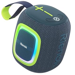 RIENOK Bluetooth Speaker Wireless Portable Waterproof Speaker with Lights FM Radio 15-Hour Playtime Bluetooth 5.3 TF Card USB Playback Mini for Home Garden Party Camping Travel