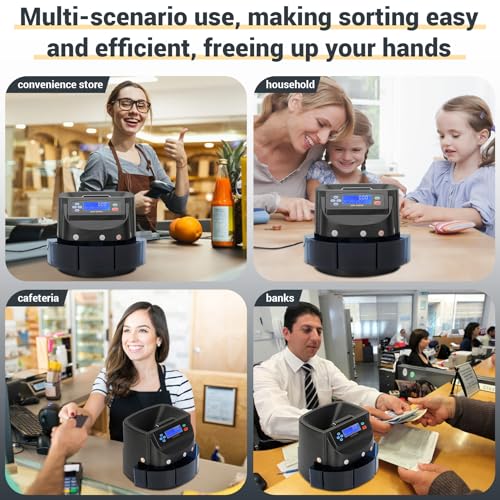 Coin Counting and Sorting Machine Coin Counter Coin sorter Change Counter,can sort ¢1 ¢5 ¢10 ¢25 $1 Coins.with LED Display for Both totals and Counts,Calculation Speed max. 270/min - Thumbnail 7